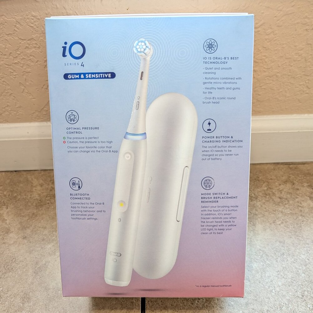 Oral-B iO Series 4 Electric Toothbrush Rechargeable w/ Brush Head , White Case